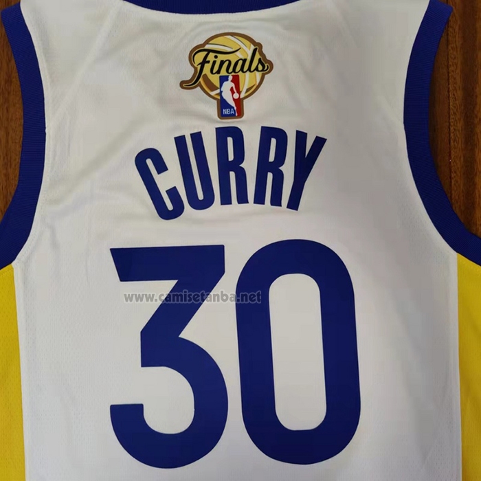 Camiseta Golden State Warriors Stephen Curry #30 Association 2022 NBA Finals Blanco